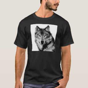 Zwart-witte wolf t-shirt