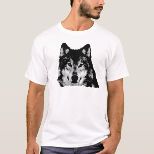 Zwart-witte wolf t-shirt