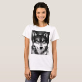Zwart-witte wolf t-shirt (Voorkant volledig)