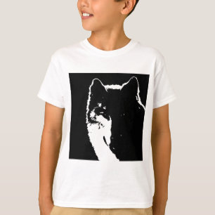 Zwart-witte wolf t-shirt