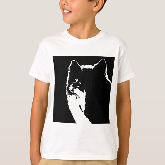Zwart-witte wolf t-shirt (Voorkant)