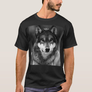 Zwart-witte wolf t-shirt
