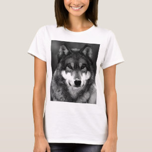 Zwart-witte wolf t-shirt