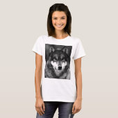 Zwart-witte wolf t-shirt (Voorkant volledig)