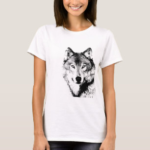 Zwart-witte wolf t-shirt