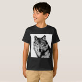 Zwart-witte wolf t-shirt (Voorkant volledig)
