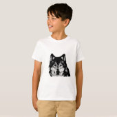 Zwart-witte wolf t-shirt (Voorkant volledig)