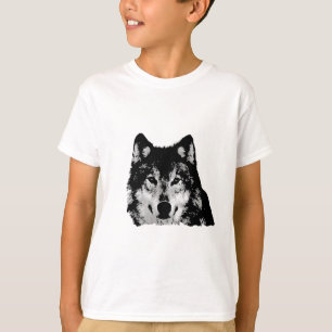 Zwart-witte wolf t-shirt