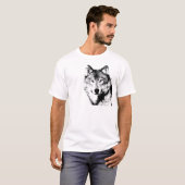 Zwart-witte wolf t-shirt (Voorkant volledig)
