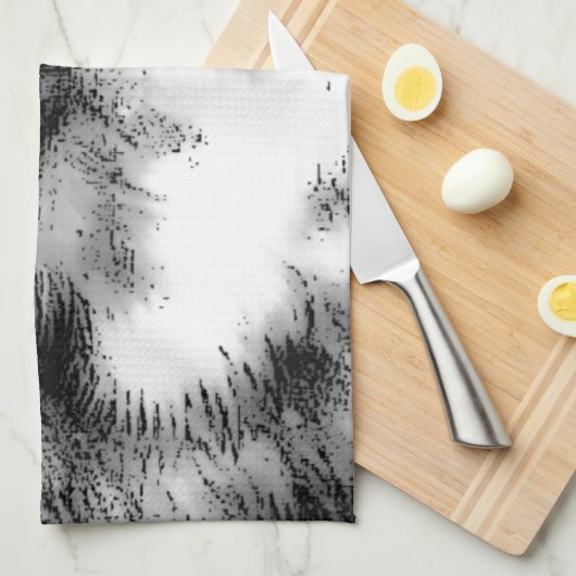 Zwart-witte wolf theedoek (Quarter Fold)