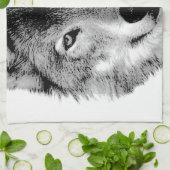 Zwart-witte wolf theedoek (Gevouwen)