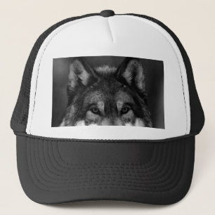 Zwart-witte wolf trucker pet