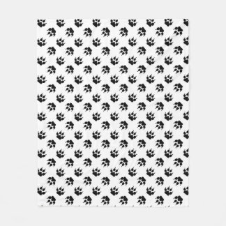 Zwart-Witte Wolfpoot Fleece Deken