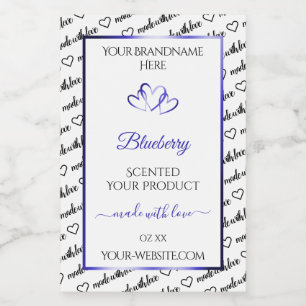 Zwart Witte Woordwolk Productlabels Blauwe Harten Voedselcontainer Etiket