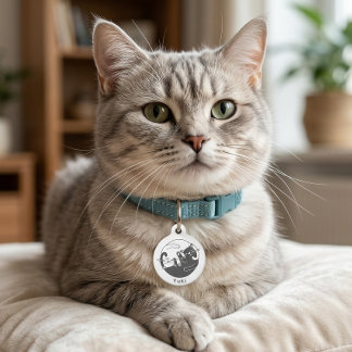 Zwart Witte Yin Yang Twee Katten Identificatieplaa Huisdierpenning