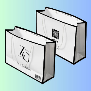 Zwart Witte Zakelijke Aangepaste Logo Minimalistis Groot Cadeauzakje