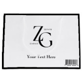 Zwart Witte Zakelijke Custom Logo Minimalistisch Groot Cadeauzakje (Voorkant)