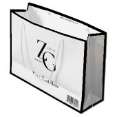 Zwart Witte Zakelijke Custom Logo Minimalistisch Groot Cadeauzakje (Voorkant Gekanteld)