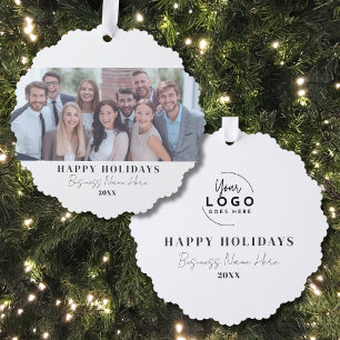 Zwart Witte Zakelijke Kerstmis Ornament Kaart
