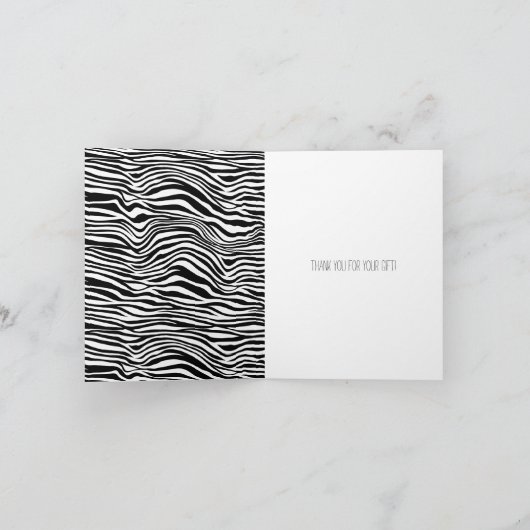 Zwart-witte zebra Afdrukken Hartelijk dank Kaart (Binnen)