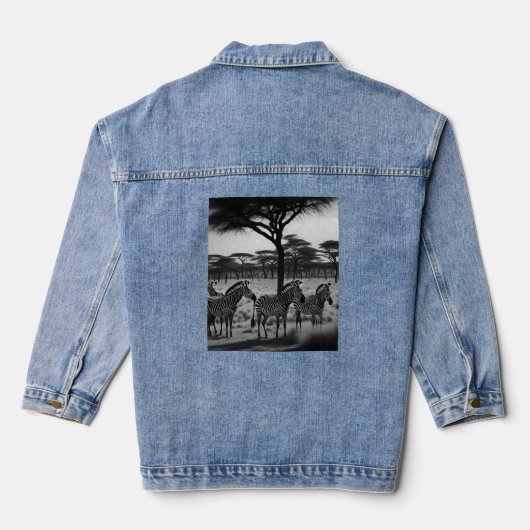 Zwart-witte Zebra olieverf, denim jas Jacket (Achterkant)