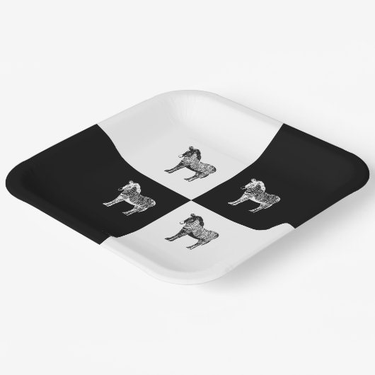 Zwart-witte zebra papieren bordje (Gebogen)