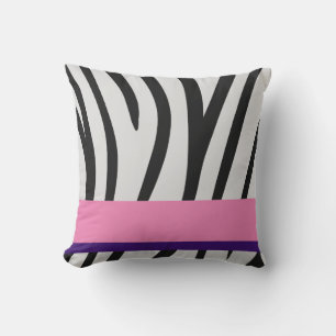 Zwart/witte zebrastrepen/elke kleur/Paarse lijnen Kussen