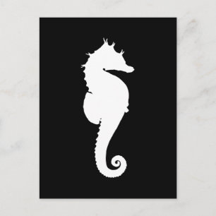 Zwart-witte zeepaard briefkaart