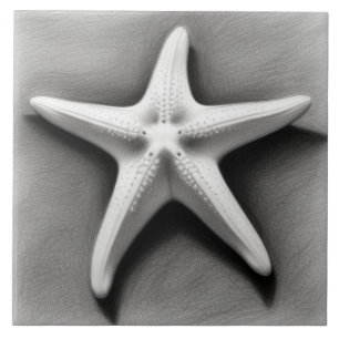 Zwart-witte Zeester Tegeltje