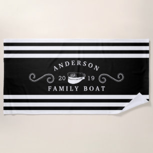 Zwart & Witte Zeevaart Familie Boot Varen Kapitein Strandlaken