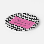 Zwart-witte zigzag met warmroze Vrijgezellenfeest Papieren Bordje (Gekanteld)