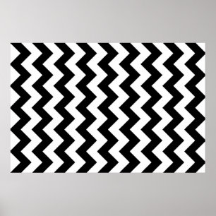 Zwart-witte zigzag poster