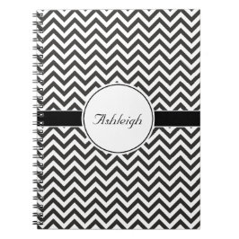 Zwart Witte Zigzag Strepen Trendy Chevron Notitieboek