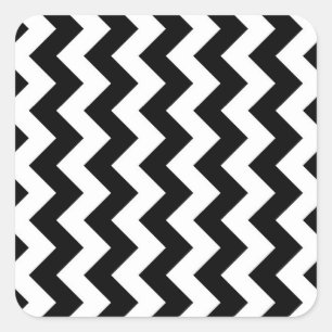 Zwart-witte zigzag vierkante sticker