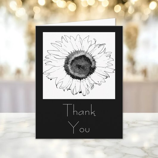 Zwart-Witte Zonnebloem Bedankt