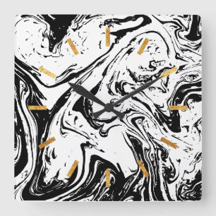 Zwart-witte, zwarte stijl acrylwandklok vierkante klok