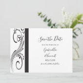 Zwart-witte zwepen Weddenschap Opslaan Datum Kaart (Staand voorkant)