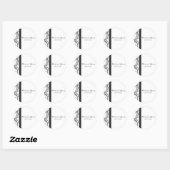 Zwart-witte zwitjes Wedding Envelope-zegel Ronde Sticker (Vel)
