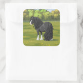 Zwart-wittebots met ventilatoren vierkante sticker (Tas)