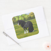 Zwart-wittebots met ventilatoren vierkante sticker (Envelop)