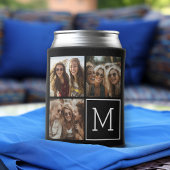 Zwart-witteinkfotocollage met monogram blikjeskoeler