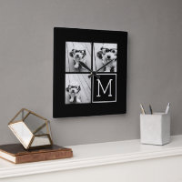 Zwart-witteinkfotocollage met monogram