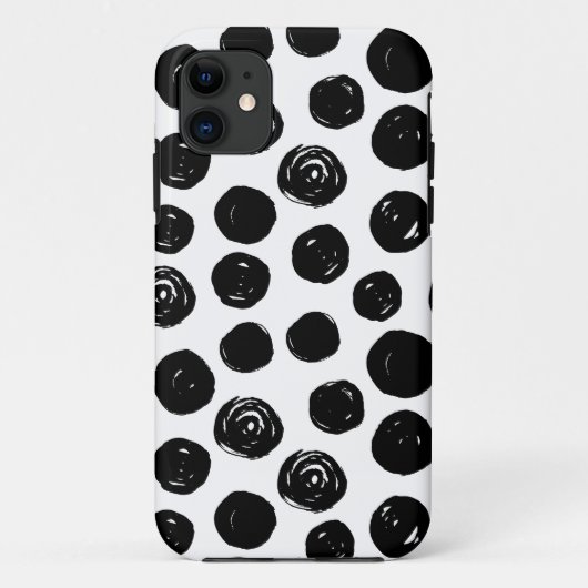 Zwart-wittekende waterverf poka-punten Case-Mate iPhone case (Achterkant)