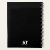 Zwart-wittekenscript minimalistisch monogram planner (Achterkant)