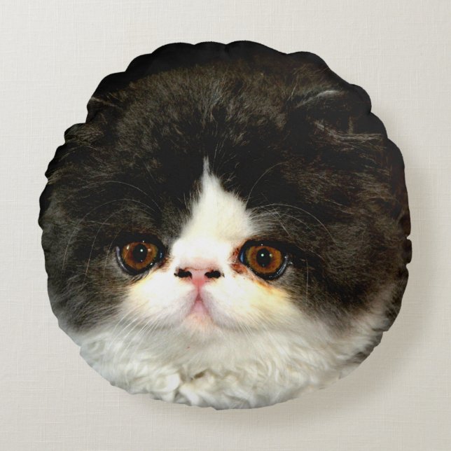 Zwart-witten Rond Kussen (Voorkant)