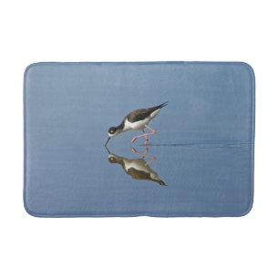 Zwart-wittevogel Fotoblauw waterstrand Badmat