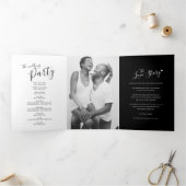 Zwart wittewit mono bruiloft drieluik programma (Binnen)