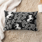 Zwart-wittewit Unicorn & Floral Pattern Kussen (Deken)