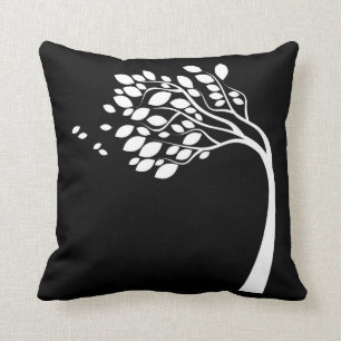 Zwart-wittewitteboomstructuur Silhouette Pillow Kussen