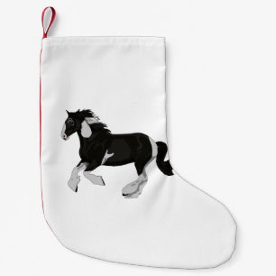 Zwart-witverf in een gipspaard kleine kerstsok